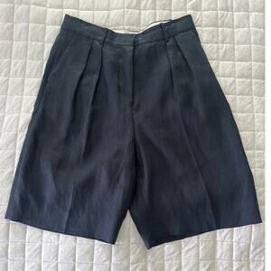 There Was One Shorts Womens 29" Navy High Waisted Preppy Quiet Luxury Classic